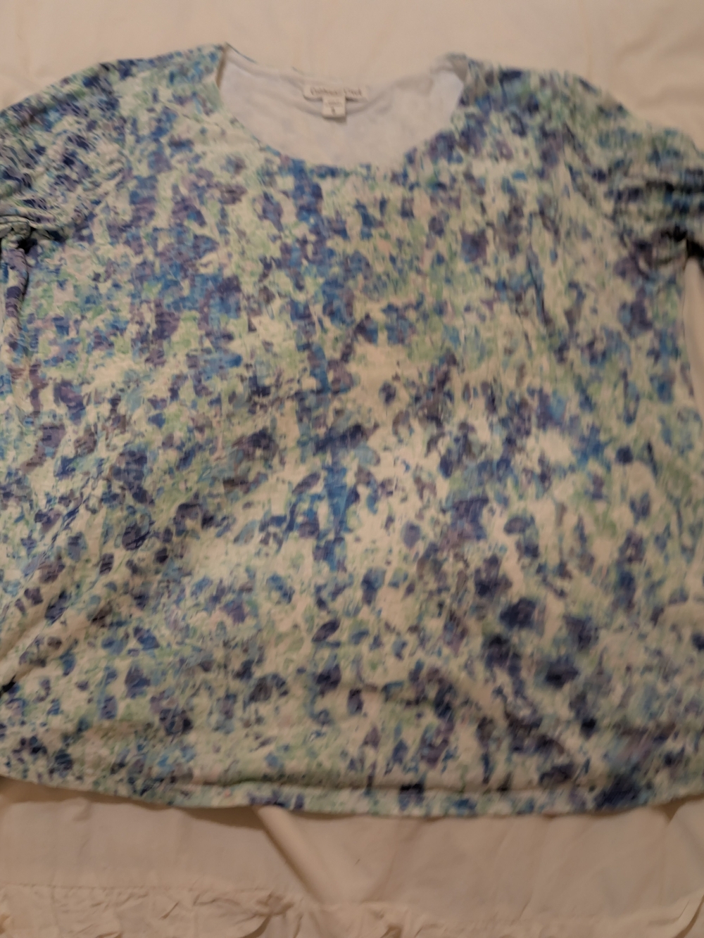 Coldwater Creek Blue Floral Burnout Top XL